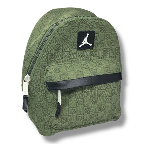 Jordan Backpack Adult Green Mini Nike Monogram Logo Jacquard School 8L 7A0761 - Picture 1 of 12
